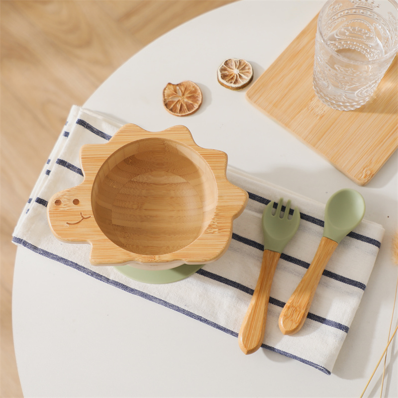 Baby Food Dinner - Baby Houten Servies Set Dinosaurus Bamboe