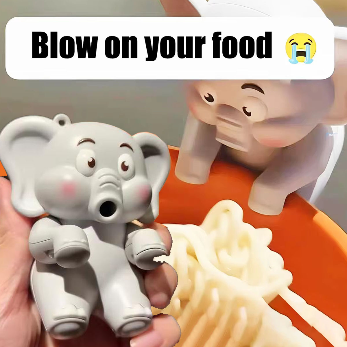Baby Food Dinner - Schattige olifant mini-ventilator, babyvoedingshulp, clip-on ontwerp,