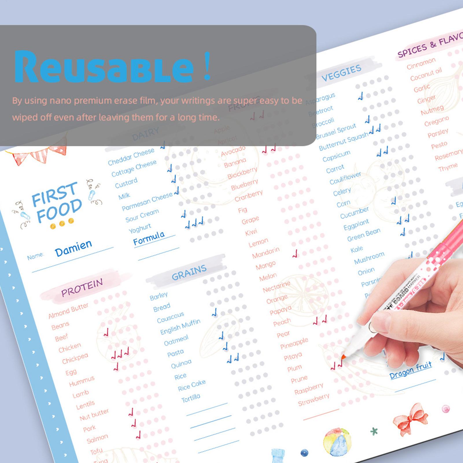 Baby Food Schedule - Baby First Foods checklist Magnetische herhaalbare