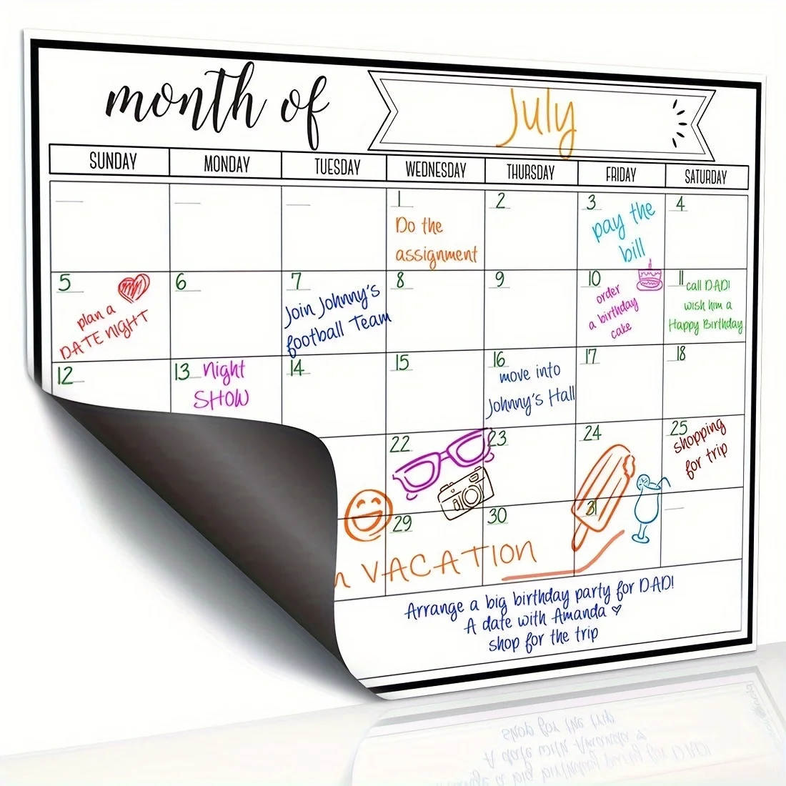 Baby Food Schedule - Magnetisch maandelijks kalender-whiteboard, herbruikbaar koelkastplanningsbord voor