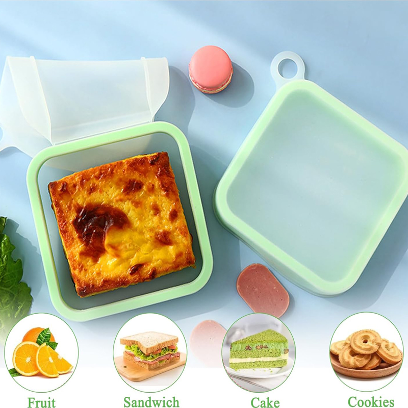 Snack Container Travel - Siliconen Sandwich Toast Bento Box Met