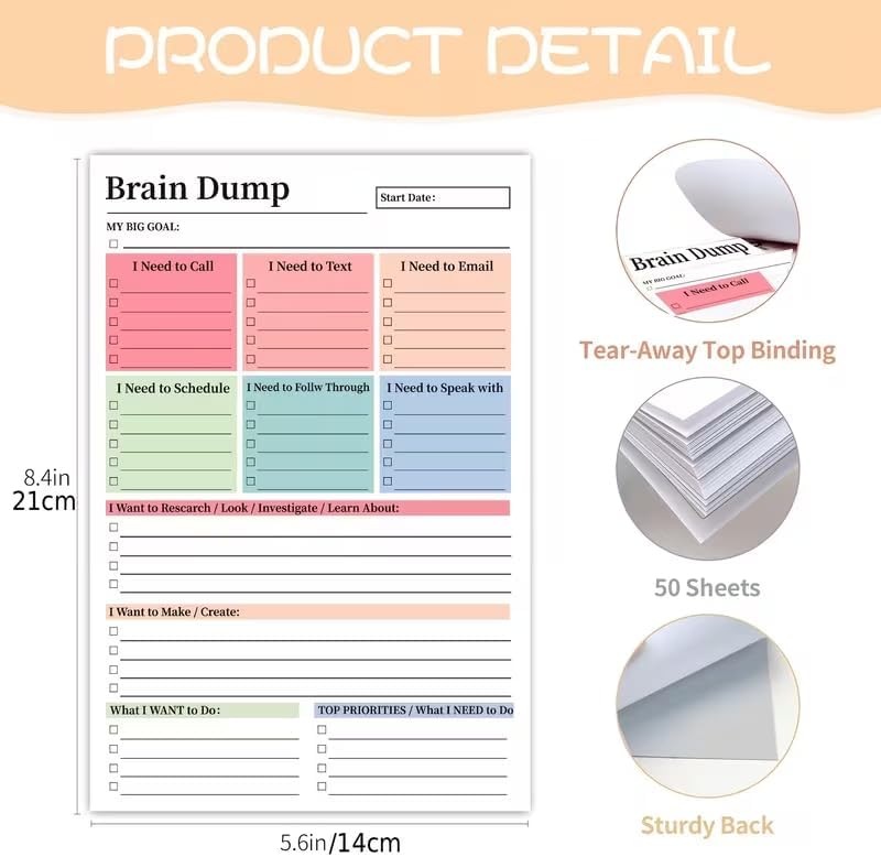 50 pagina's Brain Dump Tear-Of - Baby Food Schedule recensie en prijs